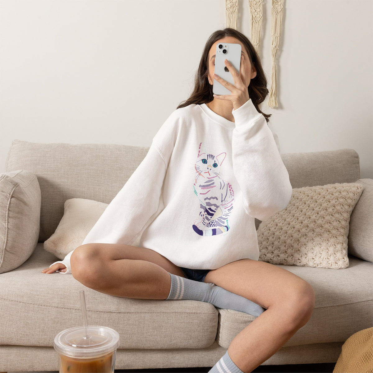 White Cat Unisex Heavy Blend™ Crewneck Sweatshirt