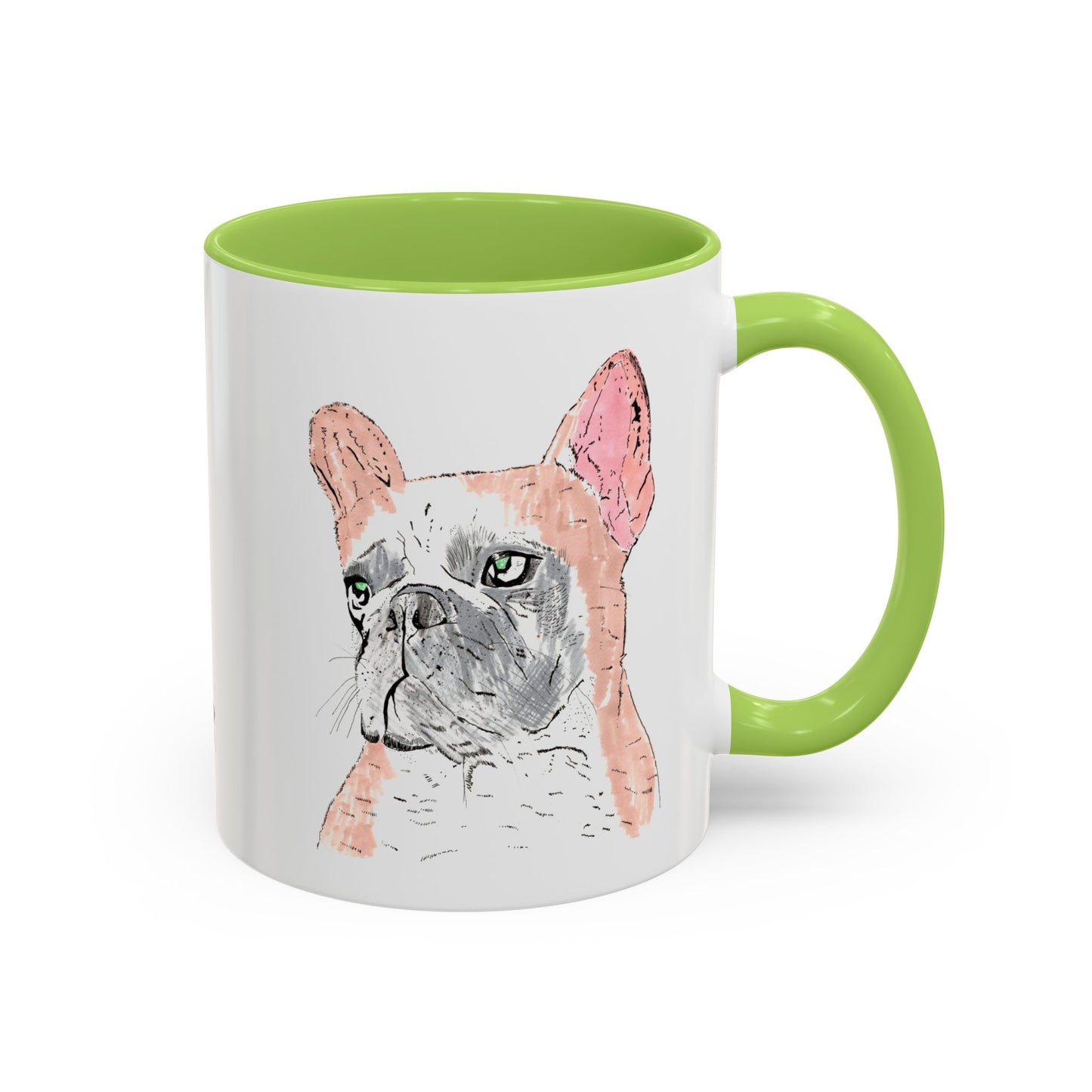 French Bulldog Accent Coffee Mug — Artistic Watercolor Dog Portrait (11/15oz)