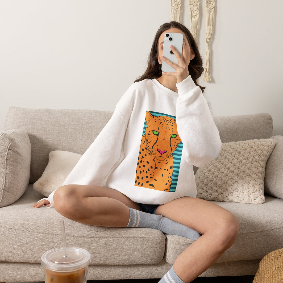 Bright leopard Unisex Heavy Blend™ Crewneck Sweatshirt