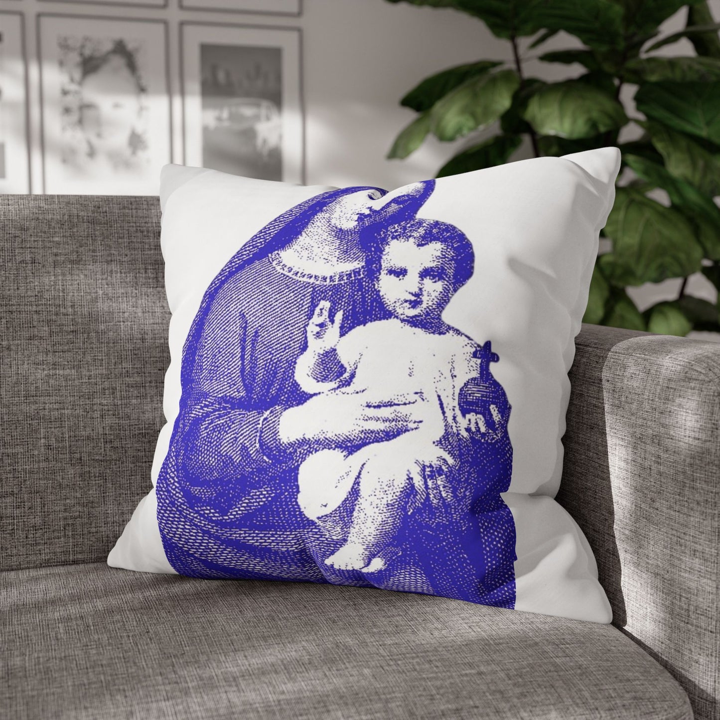 Saint Mary Square Poly Canvas Pillowcase