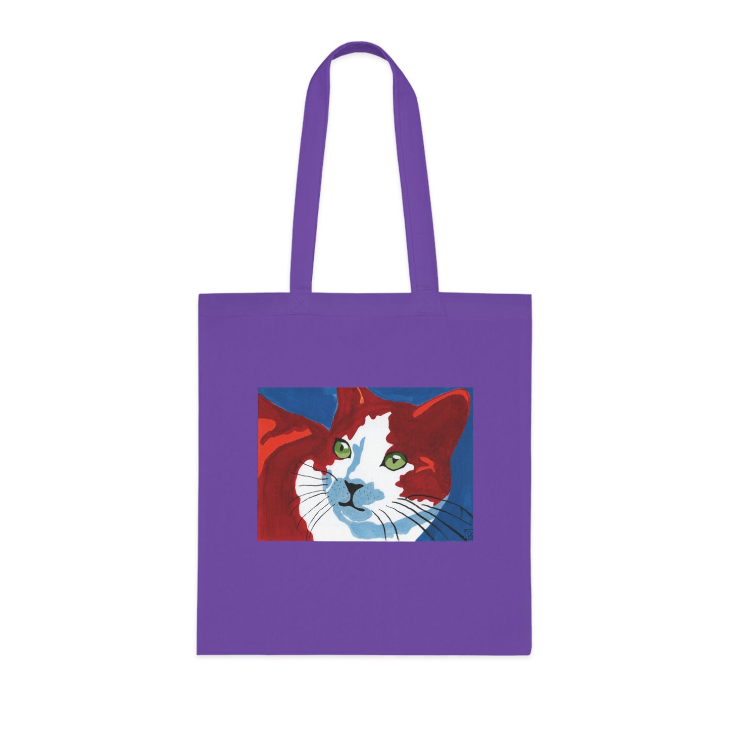 Artistic Cat Cotton Tote Bag - Eco-Friendly Shopper