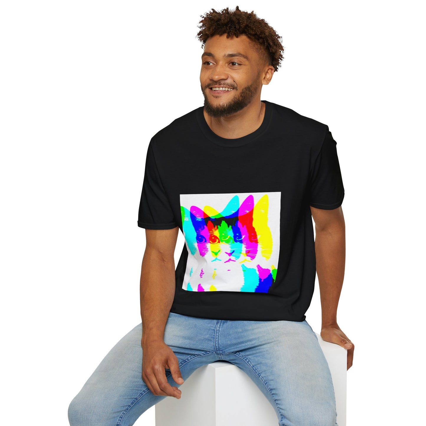 Neon Cat Unisex Softstyle T-Shirt