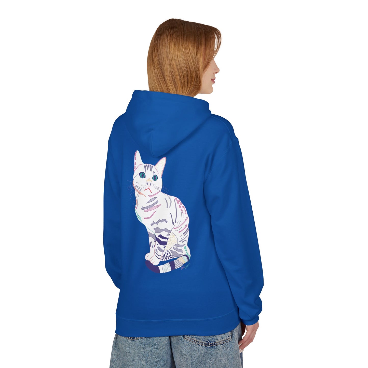 White Cat Hoodie – Pastel Striped Kitten Pullover