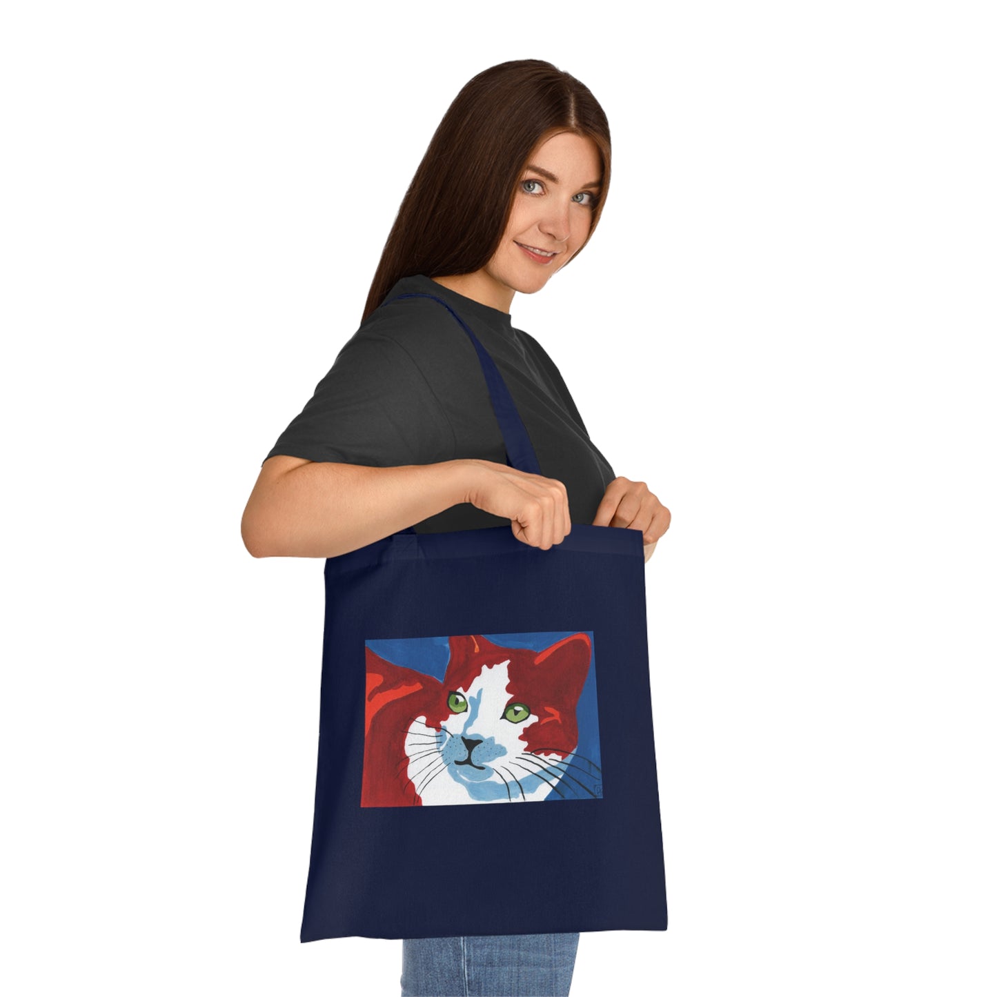 Artistic Cat Cotton Tote Bag - Eco-Friendly Shopper