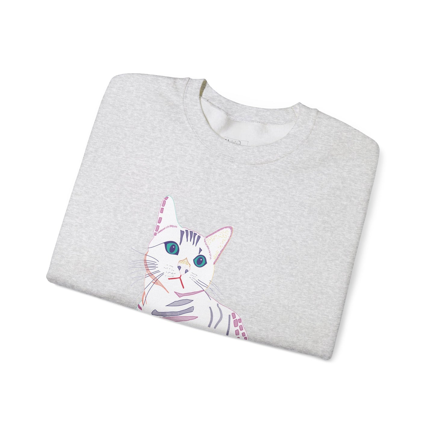 Cat Lover Sweatshirt, Cozy Cat  white Design, Cute Gift for Cat Owners, Unisex Crewneck, Pet Lover Apparel, Perfect for Everyday Comfort