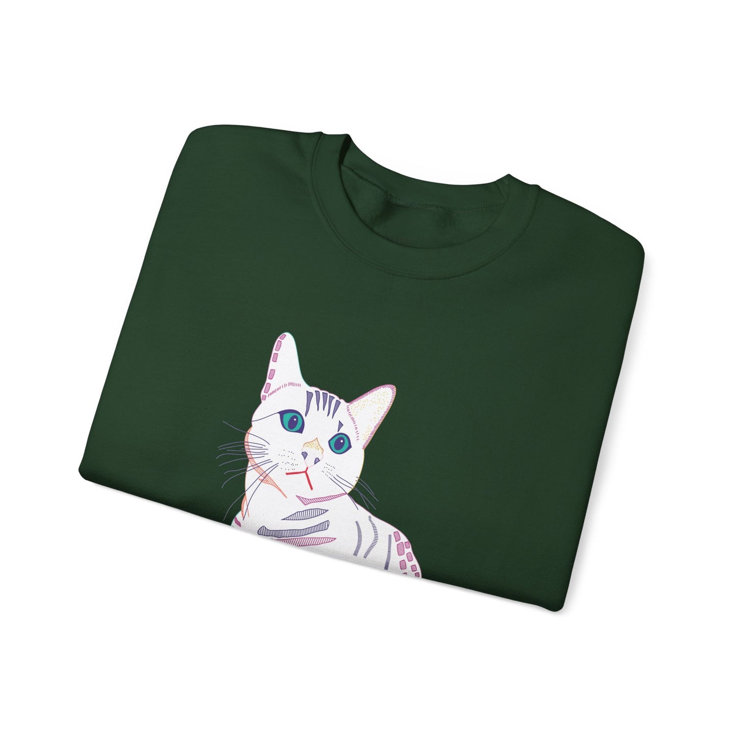 Cat Lover Sweatshirt, Cozy Cat  white Design, Cute Gift for Cat Owners, Unisex Crewneck, Pet Lover Apparel, Perfect for Everyday Comfort