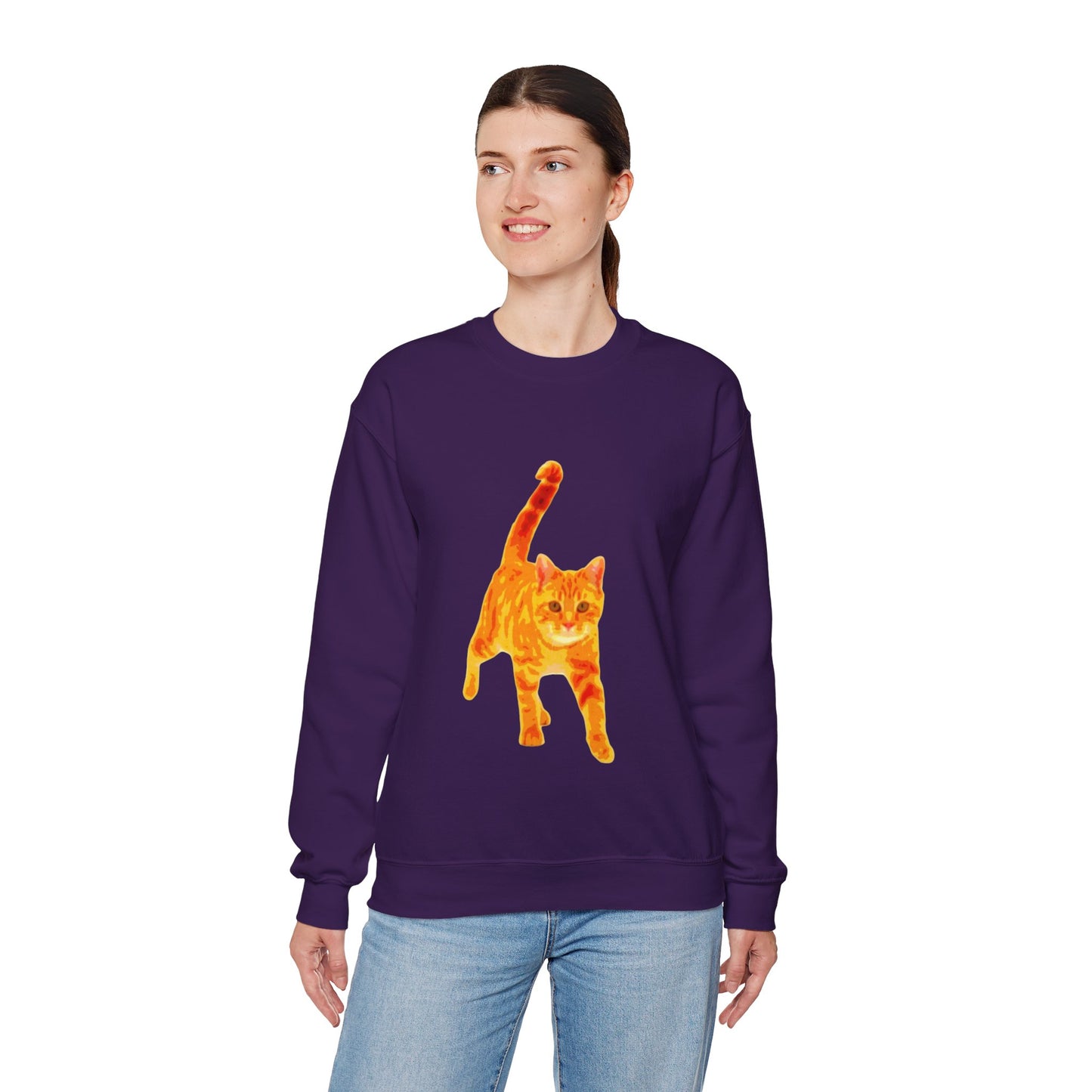 Cat Lover's Cozy Crewneck Sweatshirt - Perfect Gift for Pet Owners, Animal Lovers, Casual Wear, Birthdays, Cat-Themed Apparel